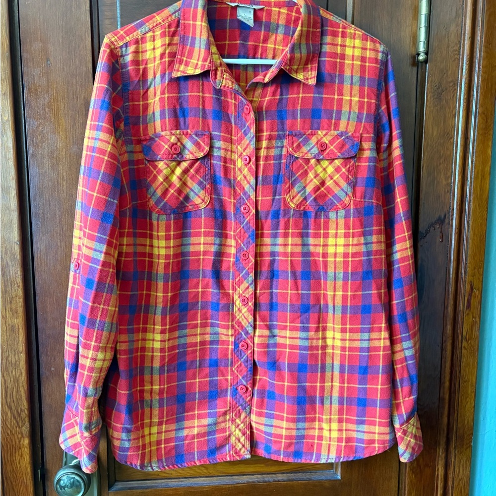 Duluth Trading Co Red and Yellow Plaid Shirt